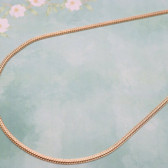 "Flat Woven Rose Gold Chain Necklace  Elegant Finish, XPNL0121 - Picture 8 of 12